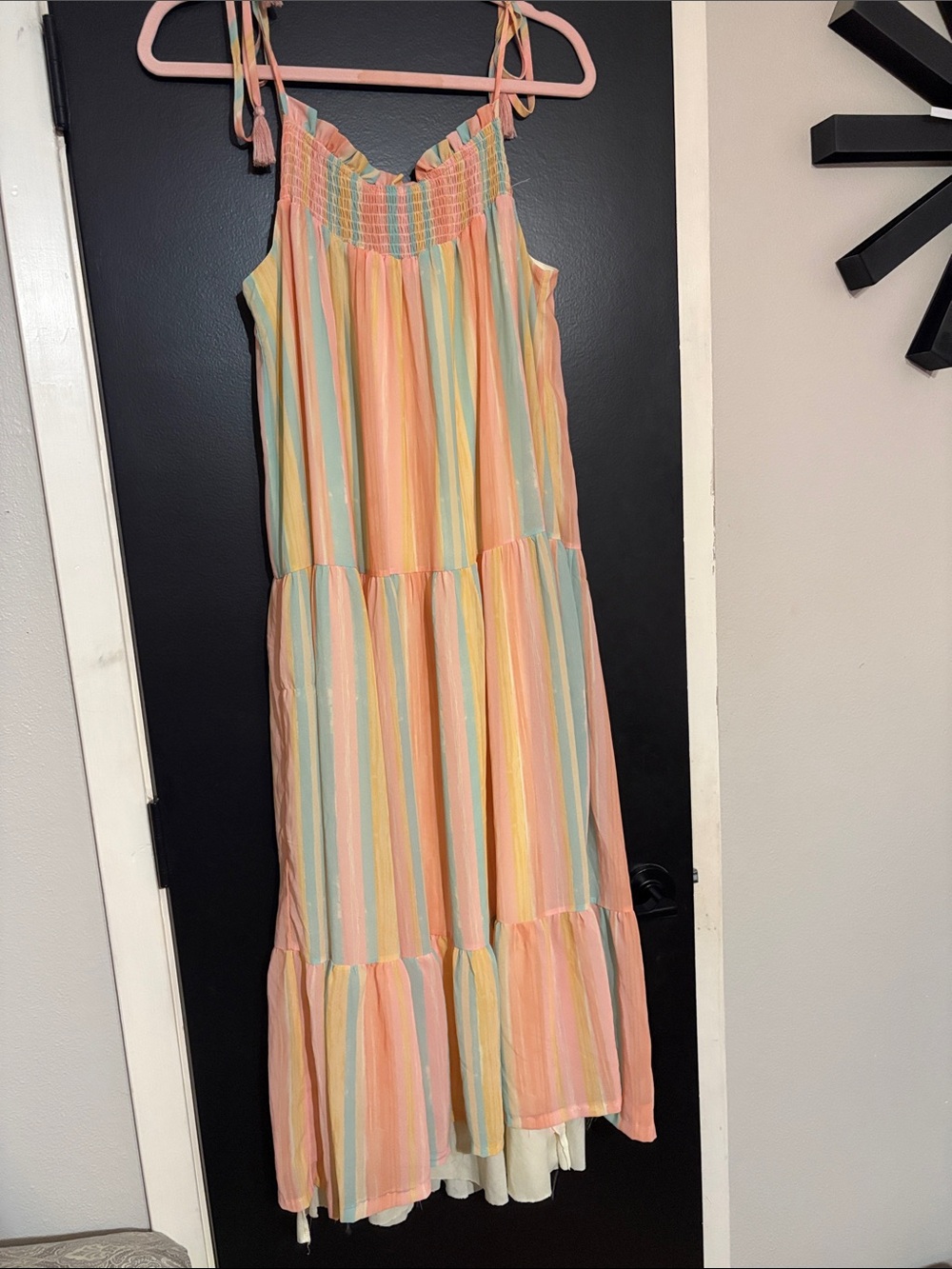 Pastel Stripe Maxi Dress - Pink & Multicolor Sz small- medium